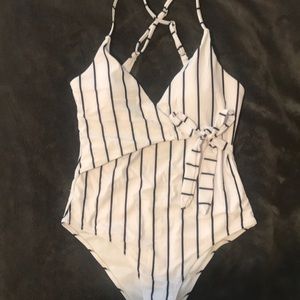 Adorable striped onepiece with open back